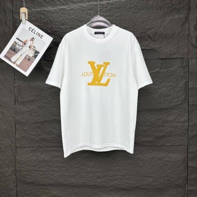驴家2025新款立体黄色字母Logo情侣款短袖T恤 高版本高版本 原版面料 数码直喷印花工艺 网红明星同款 高版本 高 品质 面料采用320克纯棉面料 手感超级
