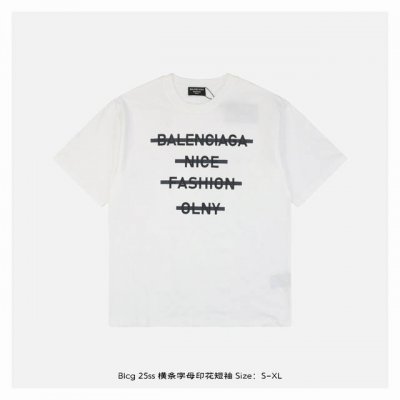 balenciaga 巴黎世家 25Ss 横条字母印花短袖 面料采用230克重精梳棉，定制32支1*1螺纹，成衣两遍水洗处理，面料舒适亲肤无异感，定制定染面料，