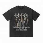 Vt2564 复古美式短袖T 颜色：洗水黑 码数:S-Xl 复古 Ufo “Japan Return” T 恤 英国摇滚乐队 Ufo 成立于 1968 年。那时