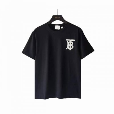 实拍细节图 +尺码表 Burberry 巴宝莉 24Ss压胶Tb字母圆领短袖T桖 定制260克环保纯棉面料，胸口硅胶烫印Logo与原版一致，领口螺纹定制正确，耐