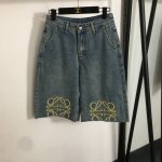 款号20253173 Loew*新款 Logo刺绣 高腰直筒五分牛仔短裤 蓝色 S-Xl M码 腰围70 衣长60