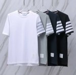Tb 货号：T05 Tb纯棉平纹圆领色织四条杠T恤 Thom Browne 汤姆布朗 Tb纯棉平纹棉230克重色织圆领套头夏季短袖T恤 采用定制色织面料纯棉23