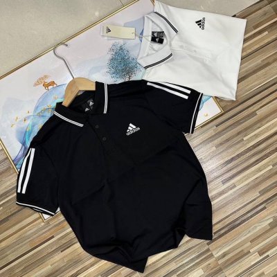 上新 牛奶般丝滑！天丝牛奶丝透气轻薄男士Polo衫！夏季阿迪达斯Adidas基础款立体硅胶Logo三条杠情侣款男女同款商务时尚休闲男士Polo衫青年Polo领短