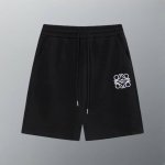 高版本 loewe 罗意威经典款 Logo刺绣五分裤 360克纯棉卫衣布面料 特别手感 超级质感 舒适柔软透气 休闲宽松版型 潮流男女同款短裤 颜色 黑色 码数