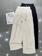 Celine 赛琳 新款 小海螺绑带麻料阔腿裤 面料柔软透气 上身非常显瘦 极简风上线 百搭款 杏色黑色 Smlxl