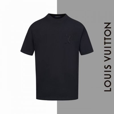 款号#Z31 lv3D大标刺绣圆领短袖 louisvuitton官网一致款式 面料 32支双纱280克纯棉面料 同缸同色织染螺纹 颜色一致 工艺 进口机器饱满万