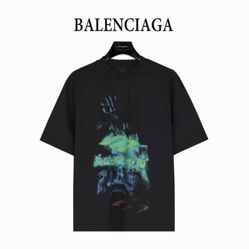 balenciaga 巴黎世家 25Ss 双B模糊涂鸦短袖T恤 下摆无割裂破坏版本 面料定织定染280G双纱面料 定染螺纹无色差 进口康利数码直喷印花 无手感