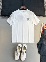 LV25Ss春夏新款平纹针织棉布圆领短Tee，男女同款蓝白色发泡涂鸦标识休闲短袖T恤衫！贸易公司渠道稀出，领先官网发售！V家全新秀场短Tee奉献，穿上它，你仿佛