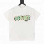 Carhartt Wi p 春夏新款涂鸦字母渐变图案印花短袖T恤，宽松休闲版型 浓郁的街头风格 简约时尚 胸前彩色的大号Carhartt字母印花 色彩渐变而斑斓