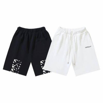 1132# Off-White磨毛纯棉毛圈450G重磅雾化箭头印花短裤 黑色 白色 S M L Xl