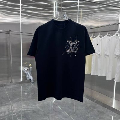 LV 2025春夏新款 个性手绘甩浆 上身超舒服 男女同款宽松版 S M L Xl Xxl 五个码 黑色 白色