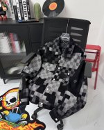 套装可拆卖 外套 裤子210 早春路易威登新款蓝色马赛克格子牛仔外套牛仔裤套装 工艺说明：原版 P.购买 标准版型 丹宁布铺陈全幅 提花 标识融入案 胸前翻盖口