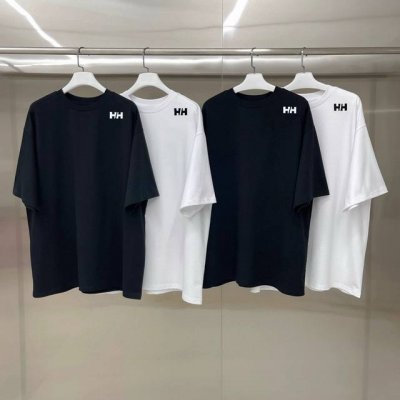 一包 一包两件 Hellyhansen Hh海丽汉森 胸前立体硅胶小Logo休闲情侣款短袖T恤 白色 黑色 S-2Xl 最大可穿225斤左右 300G双纱精梳紧