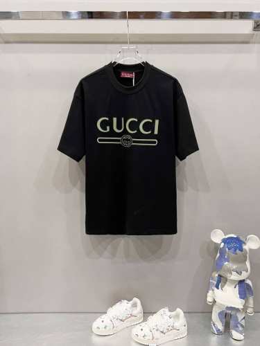 gucci 古驰 320克圆领短袖T恤 经典拼色双G腰带字母Logo刺绣工艺 官方同步 1:1原版开模 时尚个性 百搭潮流 纯原品质 原版洗水面料 吊牌 领标