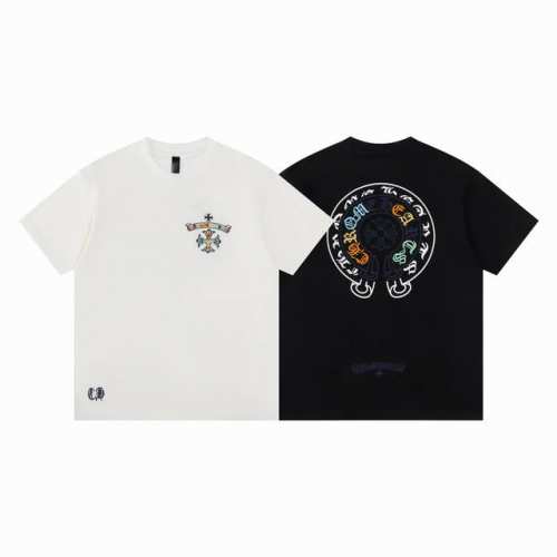 款D03 克罗心140 高品质 Chrome Hearts 克罗心 2025春夏最新基础短袖T恤，重工刺绣 潮流感十足定染纯棉面料320克，Os版型 颜色:黑