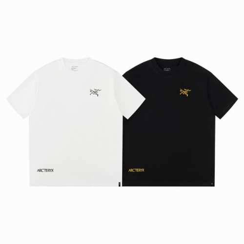 arc'teryx 始祖鸟春夏新款280克高克重纯棉滴胶印花 Logo短袖T恤 始祖鸟字母Logo印花，高端32S双纱280克面料重磅面料，定制拉架罗纹同缸同染