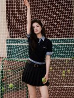 25Ssmiumiu李兰迪同款拼接格子百褶裙Smlp ：蓝