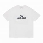 上新 高版本 Gucci古驰字母硅胶批彩色绣花布工艺情侣休闲短袖T恤 最高版本！定制面料 克100%双纱全棉！字母硅胶批彩色绣花布工艺设计！ 辅料：开模原版过鉴