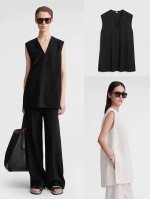 toteme 2025春夏新款套装 可以拆卖 超级舒服的料子 冰爽凉快 两色三码 343638 上衣 。裤子