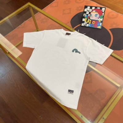 上新， Evisu福神2025新款男士字母笑脸达摩海鸥短袖 颜色：白 尺码：S-Xxl S码 肩宽44 胸围96 衣长68 适合身材 -120斤 M码 肩宽46