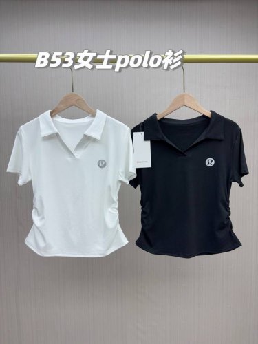 一包2件，颜值逆天！Lulu2025夏季新款商务女神范小蛮腰polo，高弹力短袖T恤，修身遮肉运动上衣！绝对服Lulu家的设计师，真的超级百搭好看，褶皱小蛮腰+
