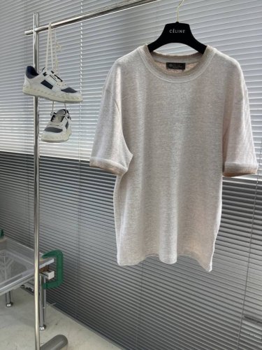 Loro piana 25Ss新款纯色圆领宽松套头短袖T恤 男款 灰色 高版本 码数 S.M.L 衣长 67