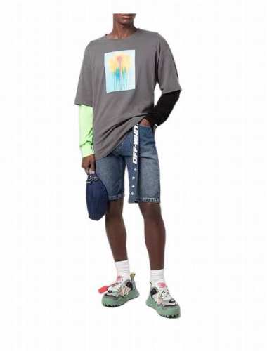 现货： # 春夏新款 品牌：Off-White 束腰款牛仔短裤 颜色：蓝色 尺码：Xs-S-M-L 面料：12.5盎司100%纯棉牛仔布，老式牛仔布织法，源自西