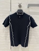 顶级原单配包装Chane* 25041春夏新款提花修身针织上衣！撞色花边半高领设计百搭减龄又时髦！瑞士机18针工艺进口纱线质感细腻舒适！满幅双C提花工艺，减龄少