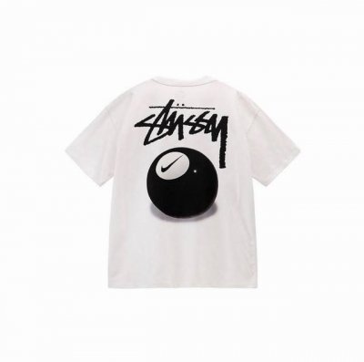 上新款号 S007 stussy 斯图西 Nike X Stussy 联名款 Fw22 字母黑台球印花运动短袖T恤 原版打造 细节高控 -面料精选230G纯棉面