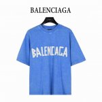 balenciaga 巴黎世家 25Ss 水洗美纹纸胶带炒色破洞短袖T恤 夏日多巴胺水洗美纹纸黄胶带破坏系列 胸口印花采用康丽数码直喷工艺 字母褶皱感形态逼真