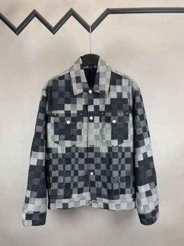 P470 Louis Vuitton 路易 2025Ss 马赛克棋盘牛仔外套 原样开发渐变马赛克格子面料 牛仔上字母提花一比一还原 采用21支的基础纱线 原版开