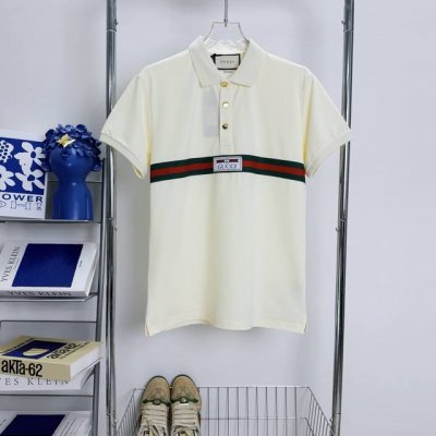 136 当天到货 现货现配 Gucci古驰2025Ss红绿织带Logo刺绣翻领polo衫短袖 原版面料 高版本 高品质 网红明星同款 采用跟原版面料胸前万针刺绣