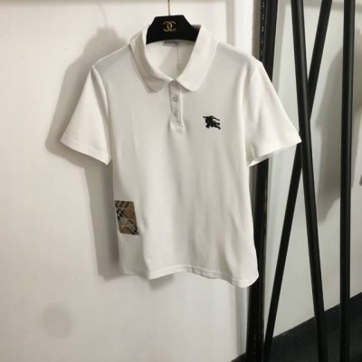 款号20252421 Burberr*新款 战马骑士polo领短袖T恤上衣，白色，黑色，S M L， M码：肩宽40，胸围98，袖长20，衣长62