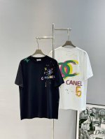Chanel 中古系列-25S新款潮牌T恤.男女同款～洗水涂鸦手绘新款.前后采用纯手工绘画工艺，色彩层次丰富多彩.260G纯棉面料超舒适.宽松版型.三标齐全！颜