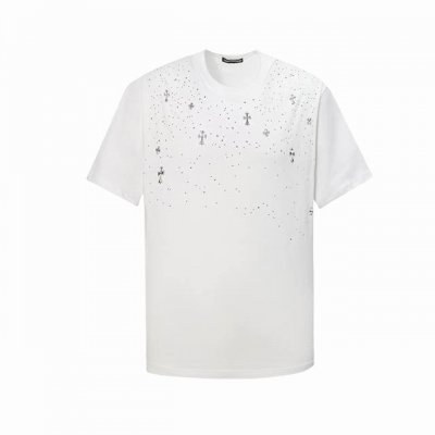 Chrome Hearts 克罗心 满天星十字架烫钻短袖T恤 面料采用260G26支定制定染双纱棉 版型大 宽松有型 区别低版本瘦长版型上身拉胯 百分百承诺：顶