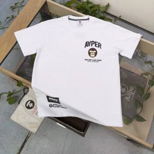 90 高版本 2025新款Aape猿人头字母图案Logo印花休闲情侣圆领短袖T恤，余文乐同款，小红书爆款，采用32支280G精梳双纱纯棉面料，爽滑手感，纯棉不起
