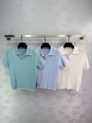 Chane*短袖针织polo衫，三色可选：青绿色、天空蓝、纯净白。经典款式，适合夏季穿着，轻薄透气。简约时尚。3色3码Sml T226B