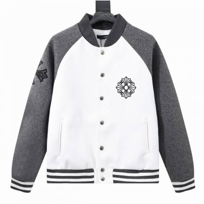 款号Y623 Chromehearts 克罗心 刺绣字母毛呢拼接棒球服外套 渠道精品 潮男潮女Zui爱的棒球服夹克，市场各级版本都有 细节你们一定要对比 ，最牛