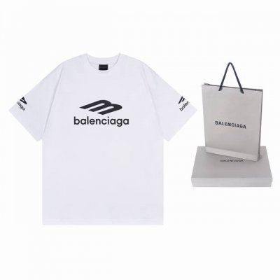 实拍图 顶级版本.官网品质 Balenci*Ga 巴黎Balenci*Ga# 最新款 大Logo图标.前后面.左右印花短袖T恤 .砖柜同步 第一时间正品开发研制