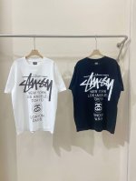 P70 A16# 斯图西 Stussy 春夏系列经典款印花字母Logo 260克双纱面料 宽松版型男女同款 码数：S M L Xl 颜色：黑白两色
