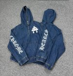 款号：H814 Chrome Hearts & 克罗心连帽贴袋长袖半拉链夹克外套 不同水洗质感的款式，对腿细腿粗人士十分友好，直筒的版型十分修饰腿型 永不过时的
