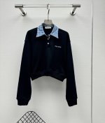 P250 25新款设计感格子拼接Polo领长袖春季新款小个子短款百搭上衣高板本十拿十补Sml