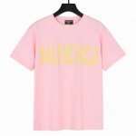 Balenciaga巴黎世家褶皱胶带印花短袖T恤 面料采用重磅300克双纱精梳棉，定制32支1*1螺纹，成衣两遍水洗处理，面料舒适亲肤无异感，定制定染面料，纺织
