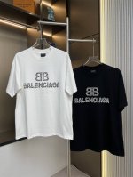 balsenciaga巴黎世家2025Ss烫珠双B字母情侣休闲短袖T恤 最高版本 定制面料290克100%双纱棉 烫珠字母设计 辅料 开模原版过鉴定领标100%