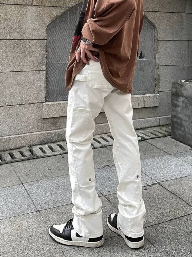 款号Xk2509 fog美式高街Vibe风工装纯色休闲裤男Ins潮牌宽松显瘦微喇叭直筒长裤 美式Oversize百搭版型 上身效果尽显潮流时尚 简直不要太酷了
