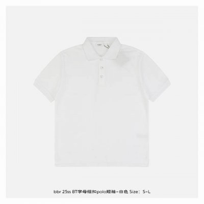 burberry 博柏利 25Ss Bt字母纽扣Polo短袖-白色 采用 G珠地网眼布棉质，面料网眼织法，透气舒适，专用Polo衫面料，领子进口扁机定制编织而成