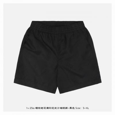 lv 25Ss 暗纹老花满印尼龙沙滩短裤-黑色 采用60高密平纹锦纶面料，内里满天星聚酯纤维网布 ，定制面料，布匹钢印，定制辅料，合身版型 Size：S-Xl