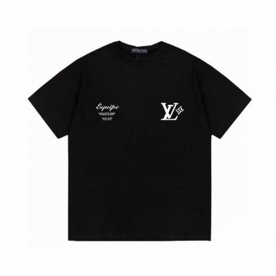 louis Vuitton 路易威登 标识字母印花百搭潮流短袖T恤男女同款 吊牌 领标 水洗唛 三标齐全 定织定染280克精梳棉面料 尺码 S-Xxl 颜色 黑