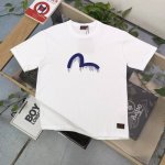 上新 款号：F667 2025新款Evisu福神蓝色未干油漆海鸥图案Logo印花休闲情侣短袖T恤，经典永远不会过时、人手必备款，230G纯棉精梳棉不起球不起毛，
