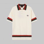 P170 高品质 Gucci 古驰红绿条纹针织Polo短袖 高端品质 三标齐全，舒适透气，经典简约，精致时尚，细节呈现高端品质，男女同款。 颜色:黑色 杏色 码